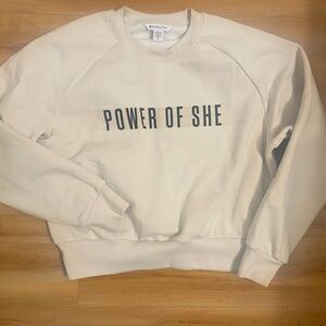 Athleta Cream Sweatshirt with Bold Text